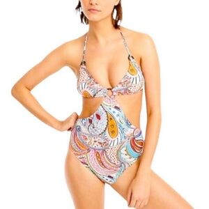 J. Crew Scribble Floral One Piece Bathing Suit Size 6